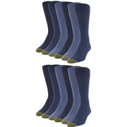 GOLDTOE Men's Stanton Crew Socks, Multipairs, Chambray/Denim/Midnight (12-Pairs), Large