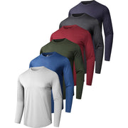 6 Pack Men's Quick Dry Long Sleeve Shirts, Medium