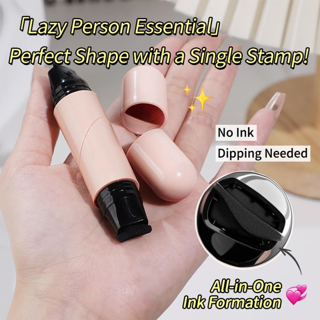 Hunjiry Foldable Eyeliner Stamp for Beginners – Black Gel Winged Eyeliner Pencil, Waterproof & Smudge-Proof Cat Eye Stencil with Easy-Grip Handle (Black, TikTok Viral)