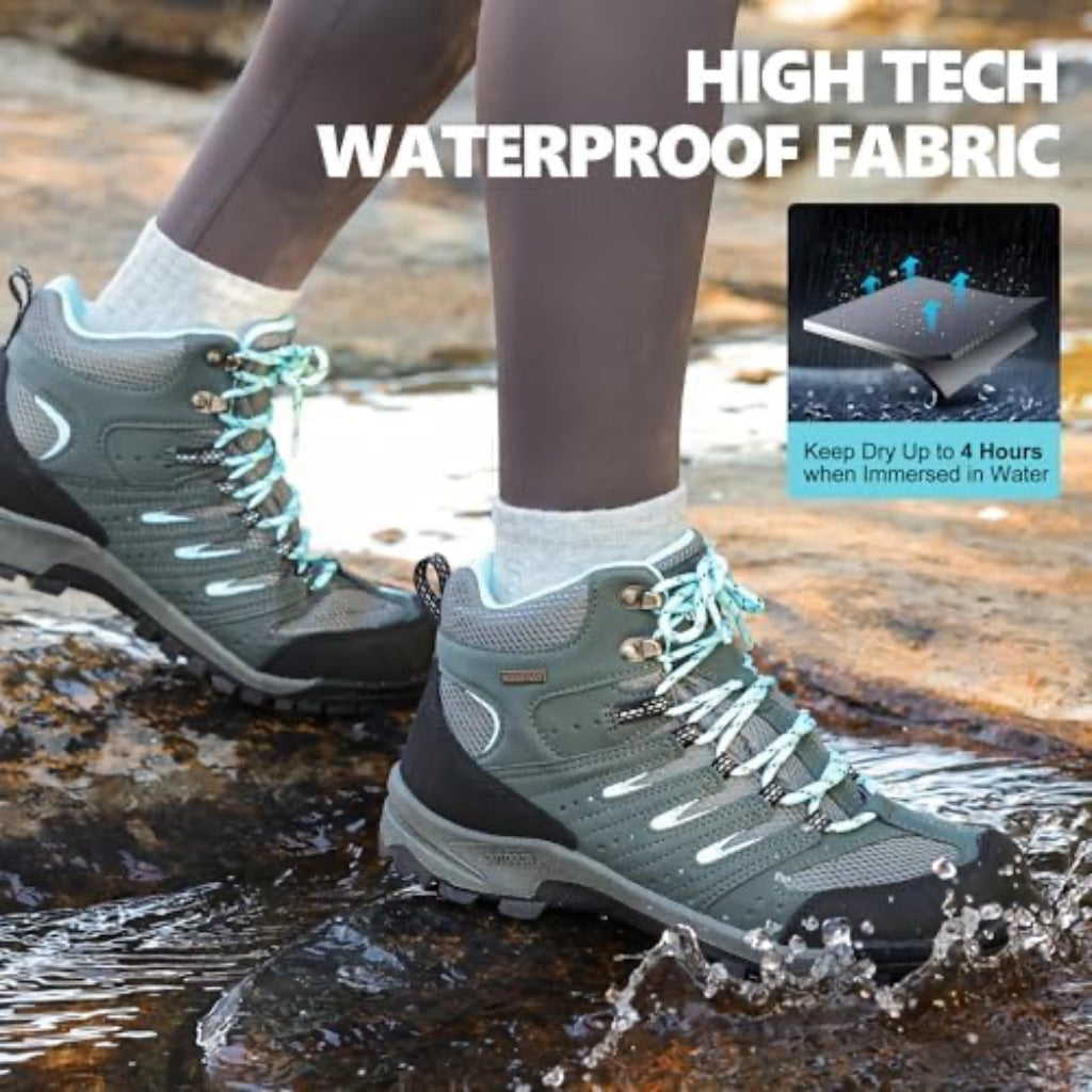 R CORD Hiking Boots Women Waterproof Womens Hiking Boots Comfortable Non-Slip Womens Hiking Shoes Walking Trekking Camping Tennis Sport Sneakers Size 6.5