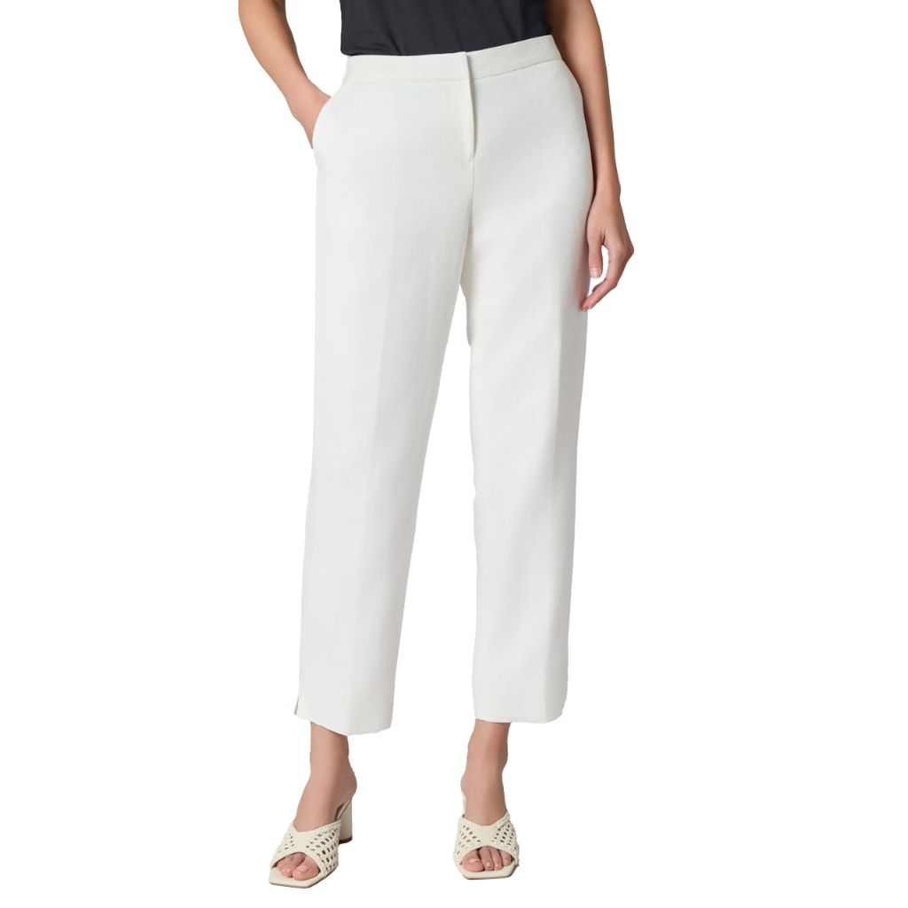 Kasper Linen Pant, Lily White, Size 8