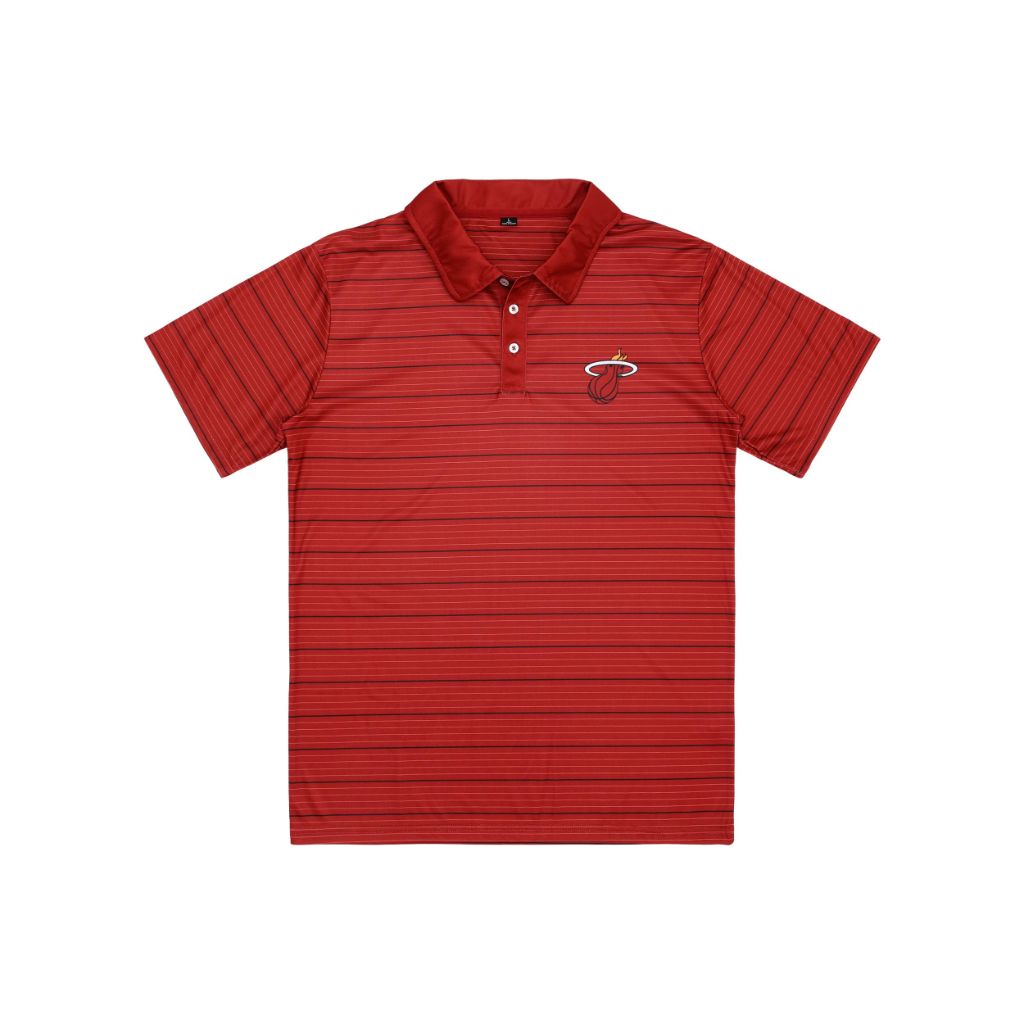 FOCO Miami Heat NBA Mens Striped Polyester Polo - XXL
