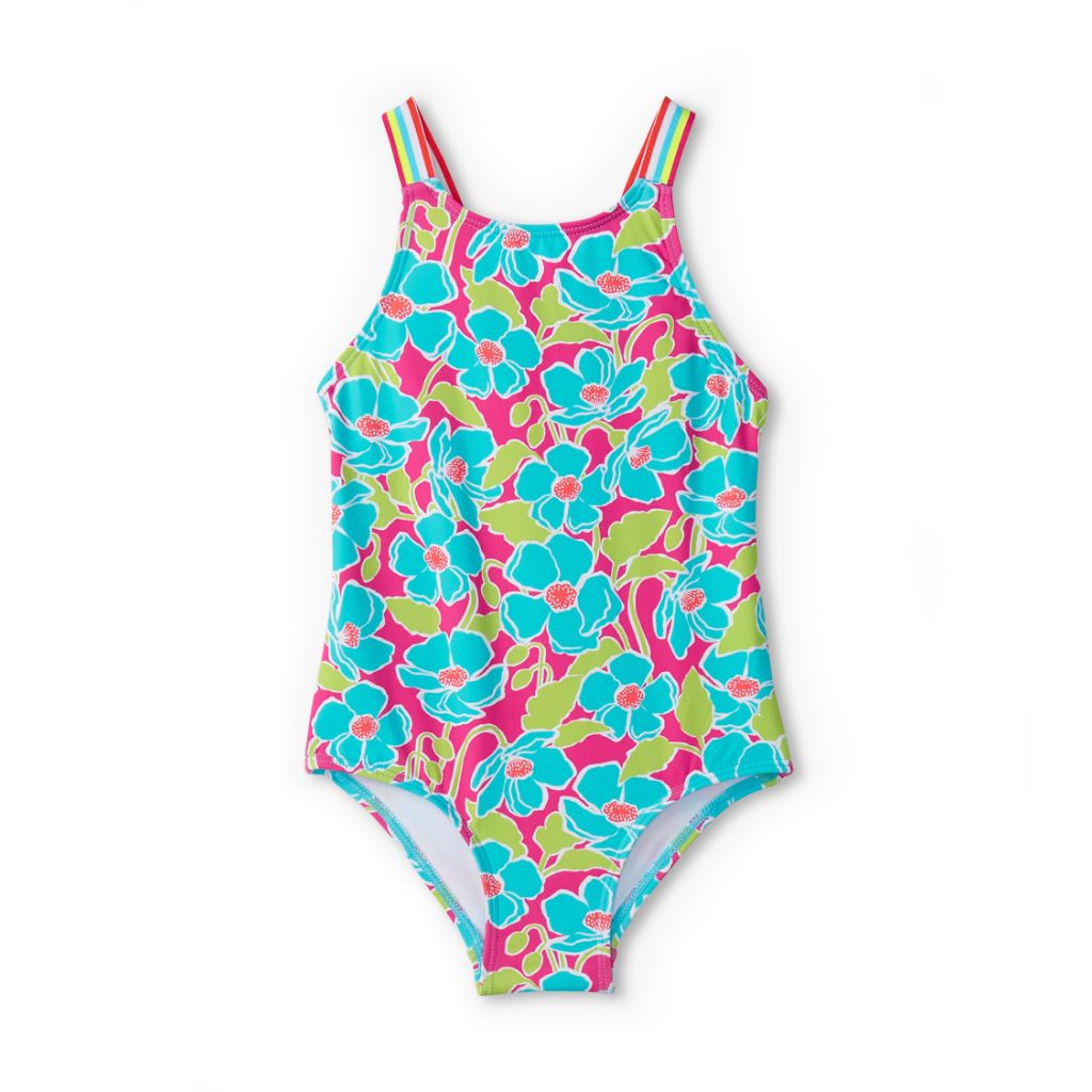 Hatley Girls One Piece Swimsuit, Floating Poppies, 2 Years