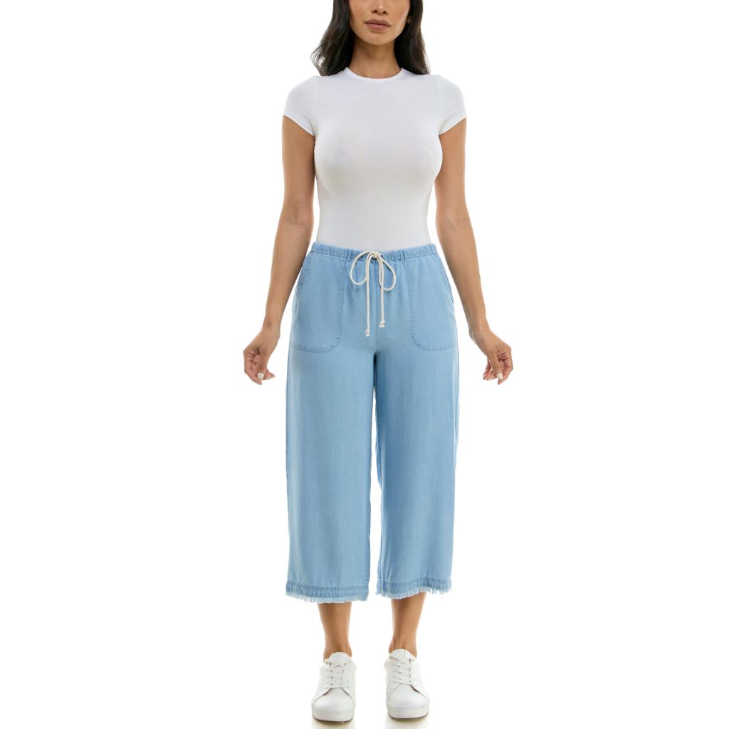 Zac & Rachel Women's Tencel Capri Length Pant, Light Wash, M