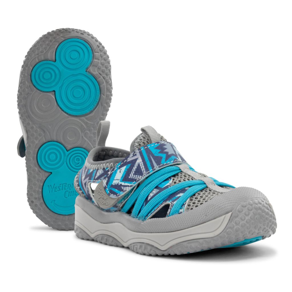 SZ 12, Western Chief Kids Shore Runner Sandal - for Boys and Girls, Gray