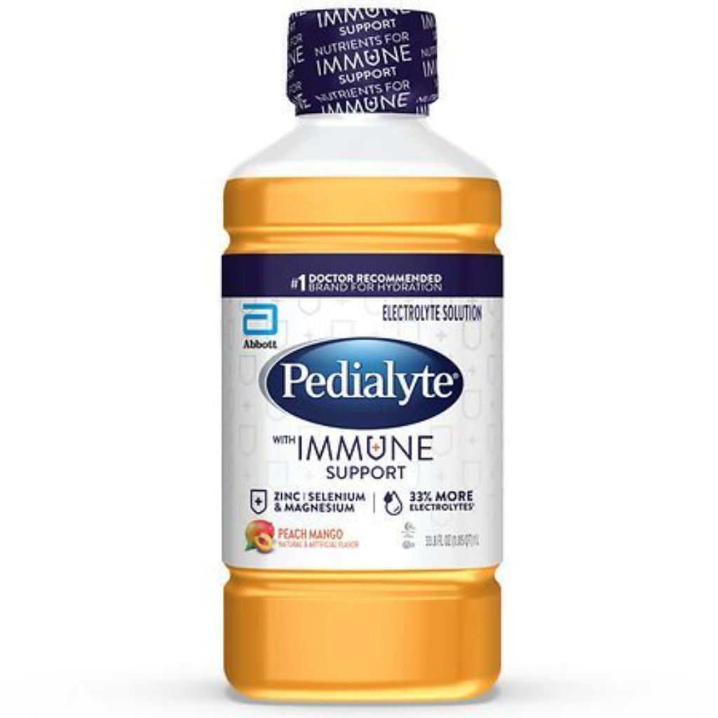 Pedialyte with Immune Support  Peach Mango  Electrolyte Hydration Drink  1 Liter