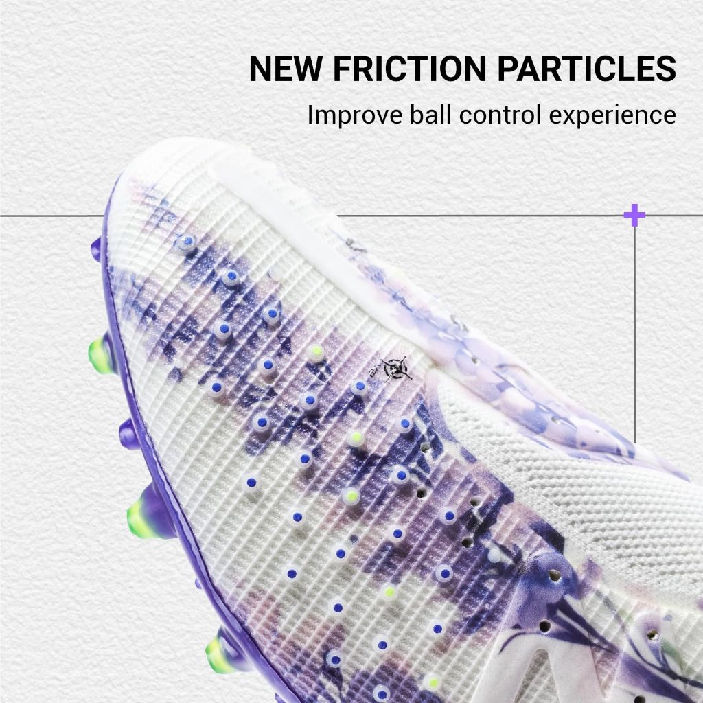 KELME Flash Laceless Soccer Cleats High-Tops Lightweight Soccer Shoes Multi Ground White Purple, 8.5