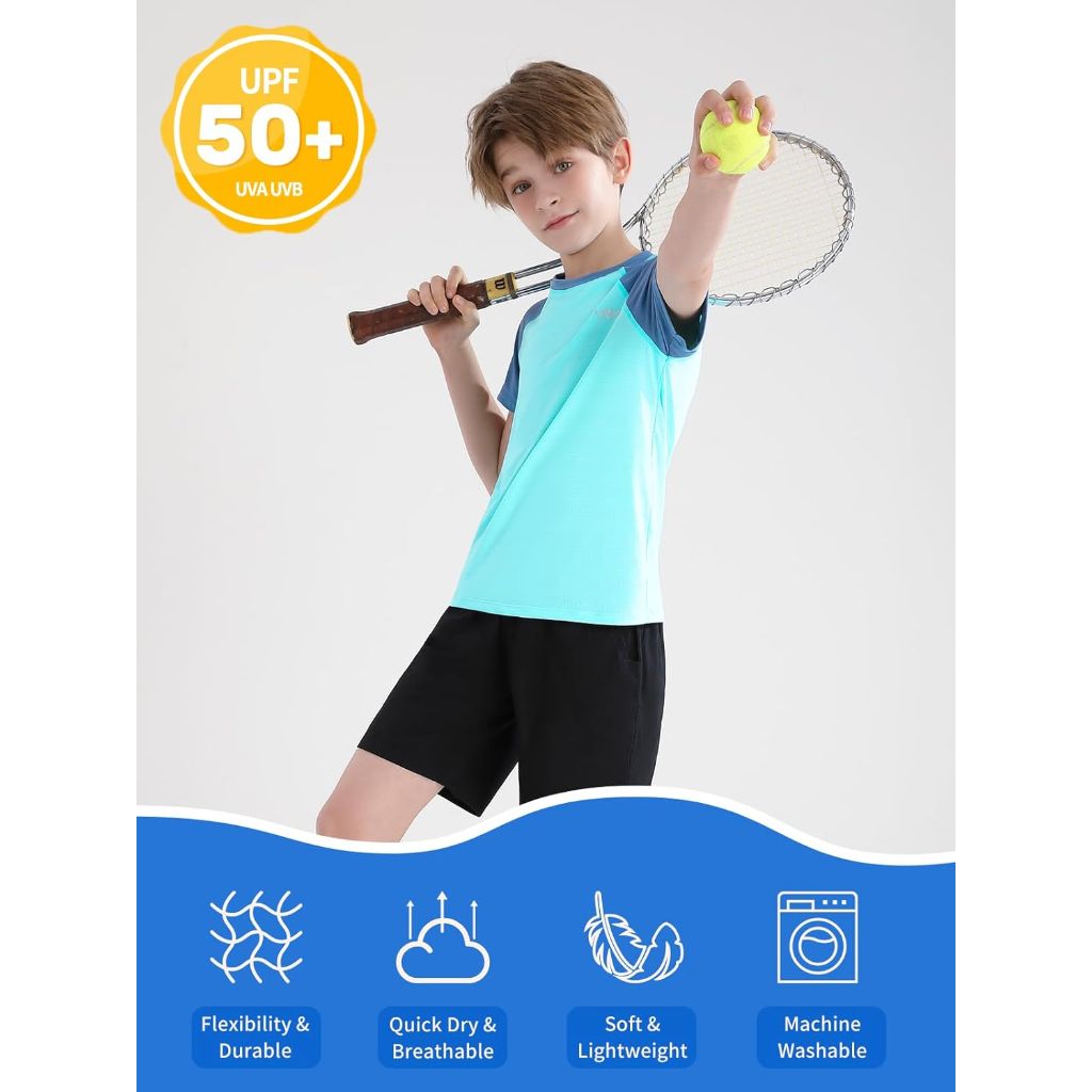 SZ 3-14T, Angel season Boys Rash Guard Swim Shirt Short Sleeve