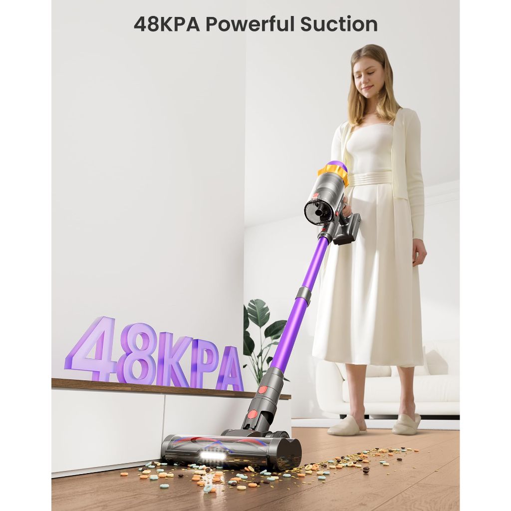 Self-Standing Cordless Vacuum with Charging Dock Station, LED Display, 550W