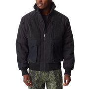 Bass Outdoor Men's Mixed Media Full Zip Bomber Jacket, Caviar Black, Size X-Large