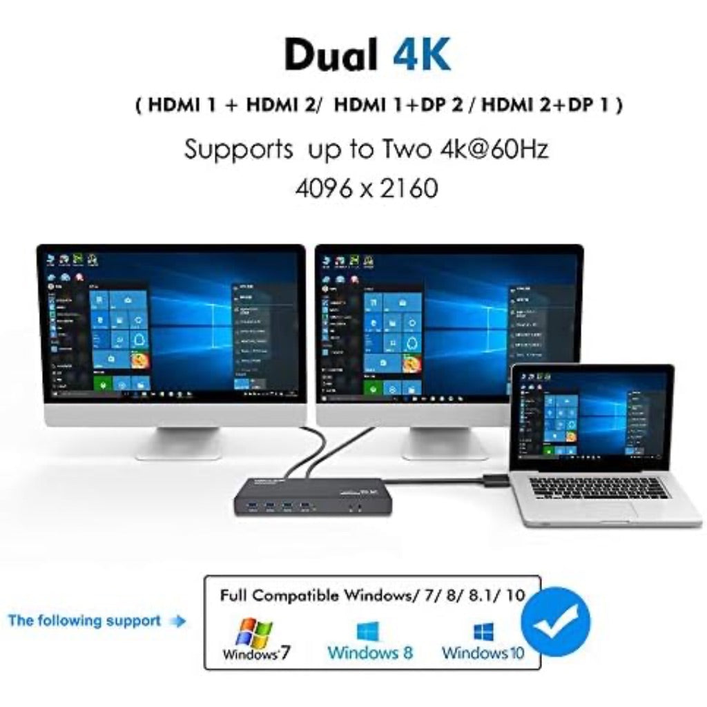 WAVLINK Universal Laptop Docking Station Dual Monitor with 65W Power Delivery for Windows Mac M1/M2, Displaylink Dock, USB C/A to Dual HDMI/DisplayPort Adapter, Gigabit Ethernet, 6 USB 3.0, Audio/Mic
