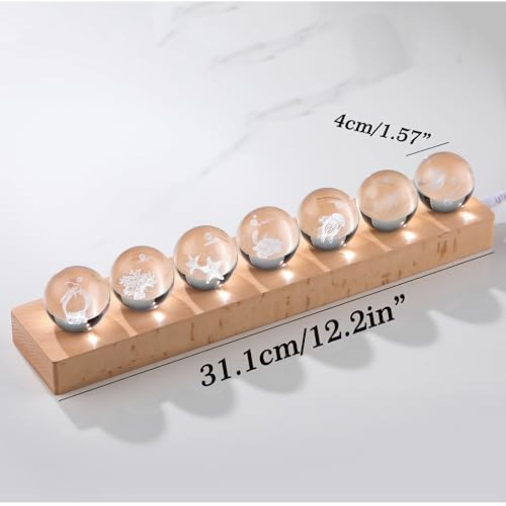 Qianwei 3D Crystal Ball Sea Glass Ocean Decor with Led Lamp Base