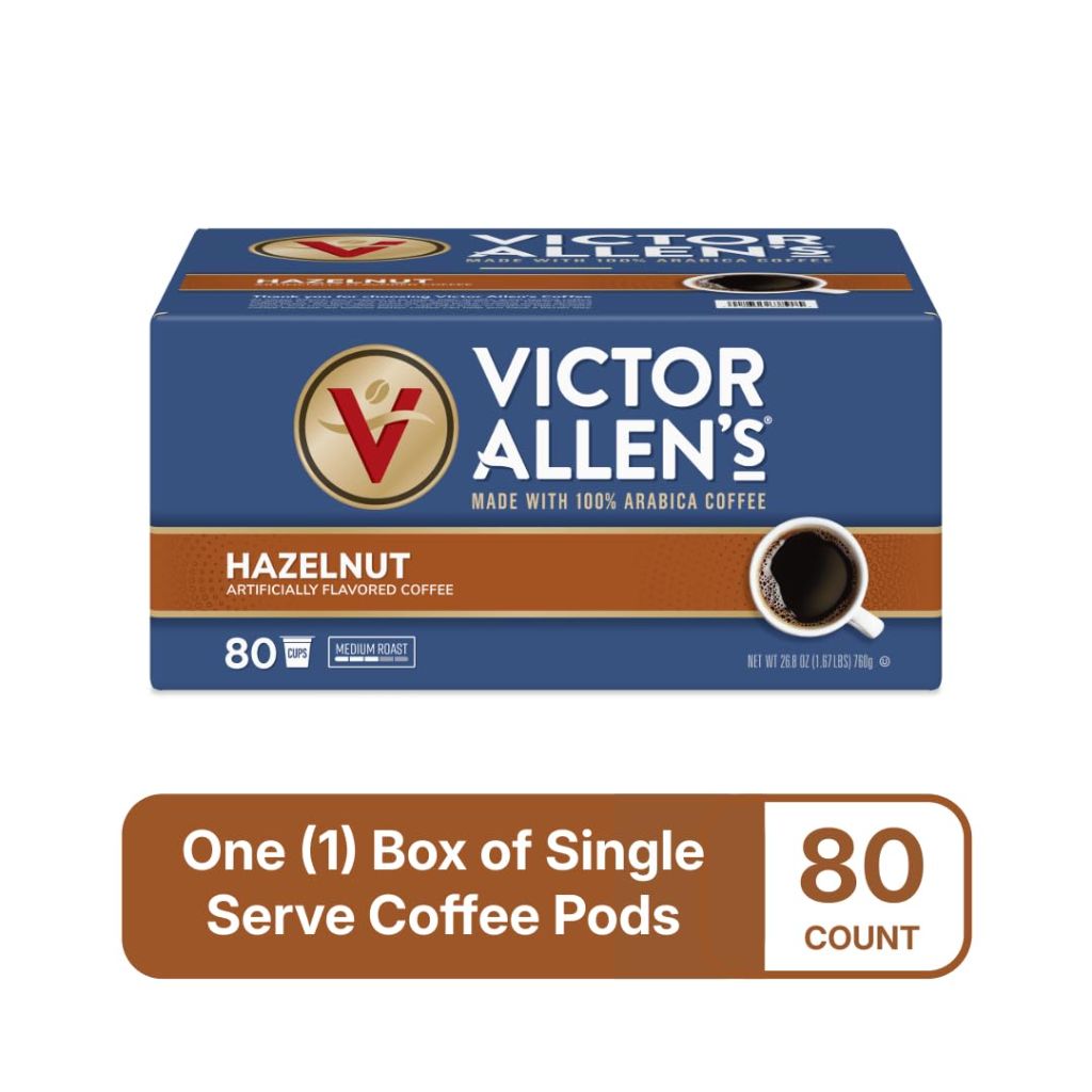 Victor Allen's Coffee Hazelnut Flavored, Medium Roast, 80 Count