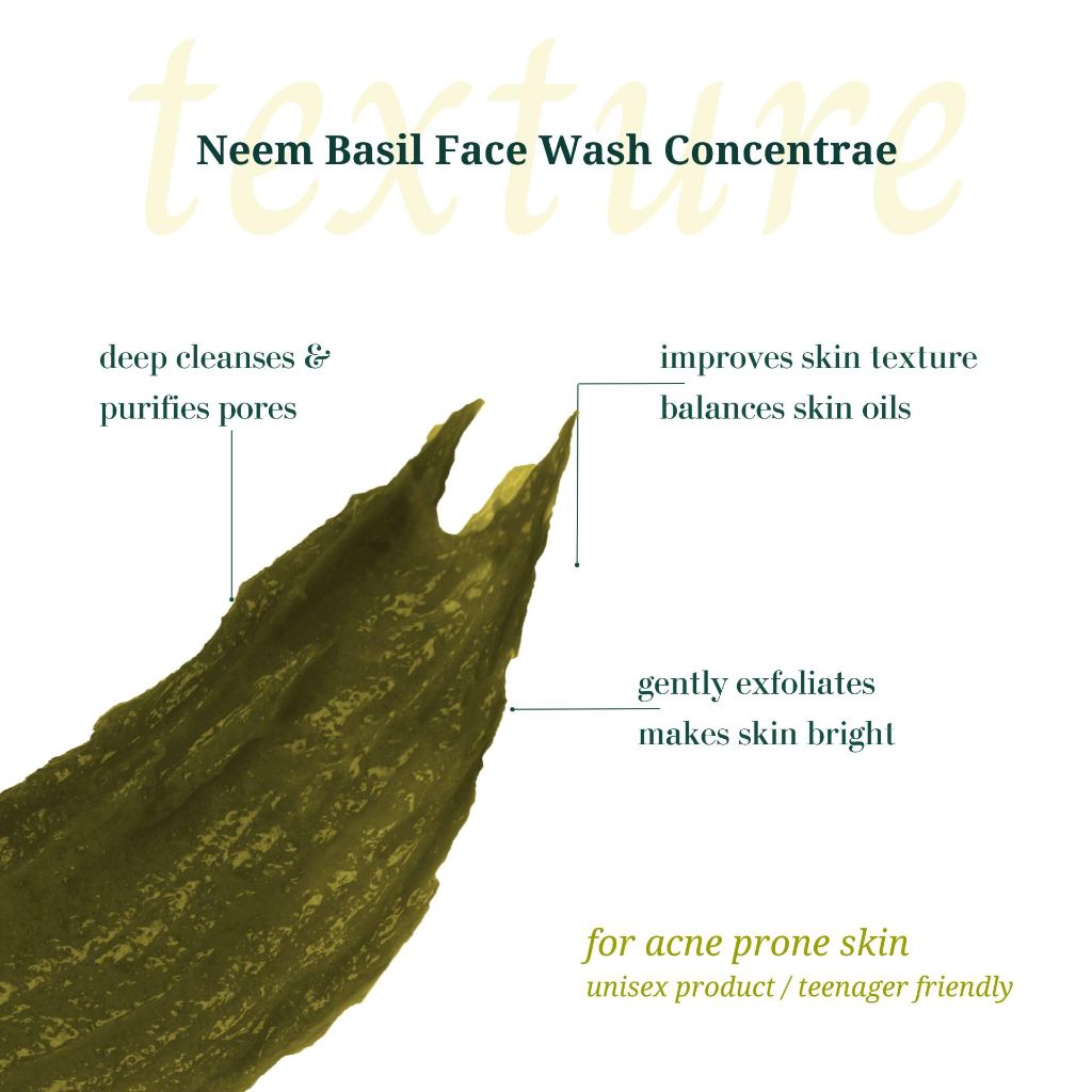 Rustic Art Neem Basil Face Wash Concentrate for Oily & Acne Prone Skin 4.4 oz