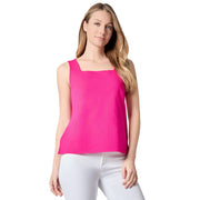 Cotton Spandex Faced Square Neck Tank (Pink) S