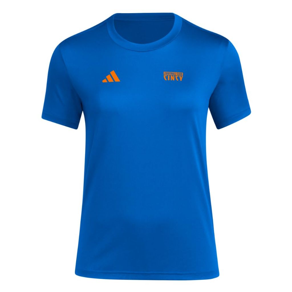 adidas Women's FC Cincinnati MLS Soccer Pre-Game Short Sleeve T-Shirt - FC Cincinnati, Blue (XL)