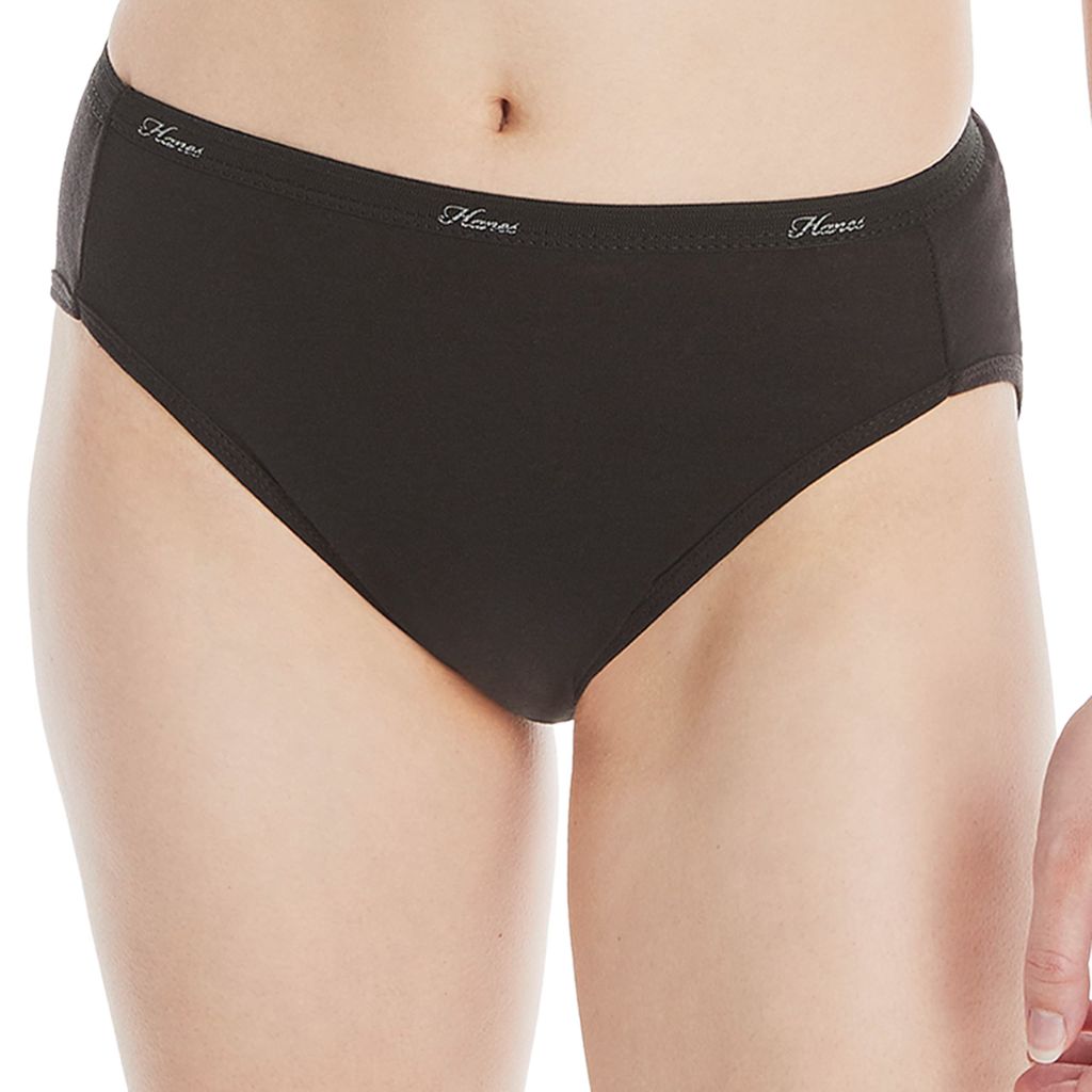SZ 8, Hanes womens Cotton briefs underwear, 10 Pack - Hi Cut Assorted 1