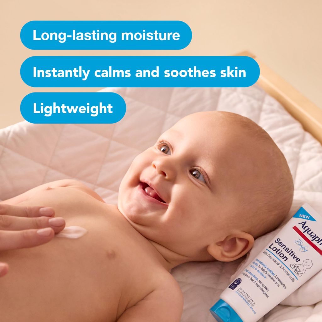 Aquaphor Baby Sensitive Lotion, Baby Lotion to Soothe and Moisturize Delicate Skin | 8 Oz