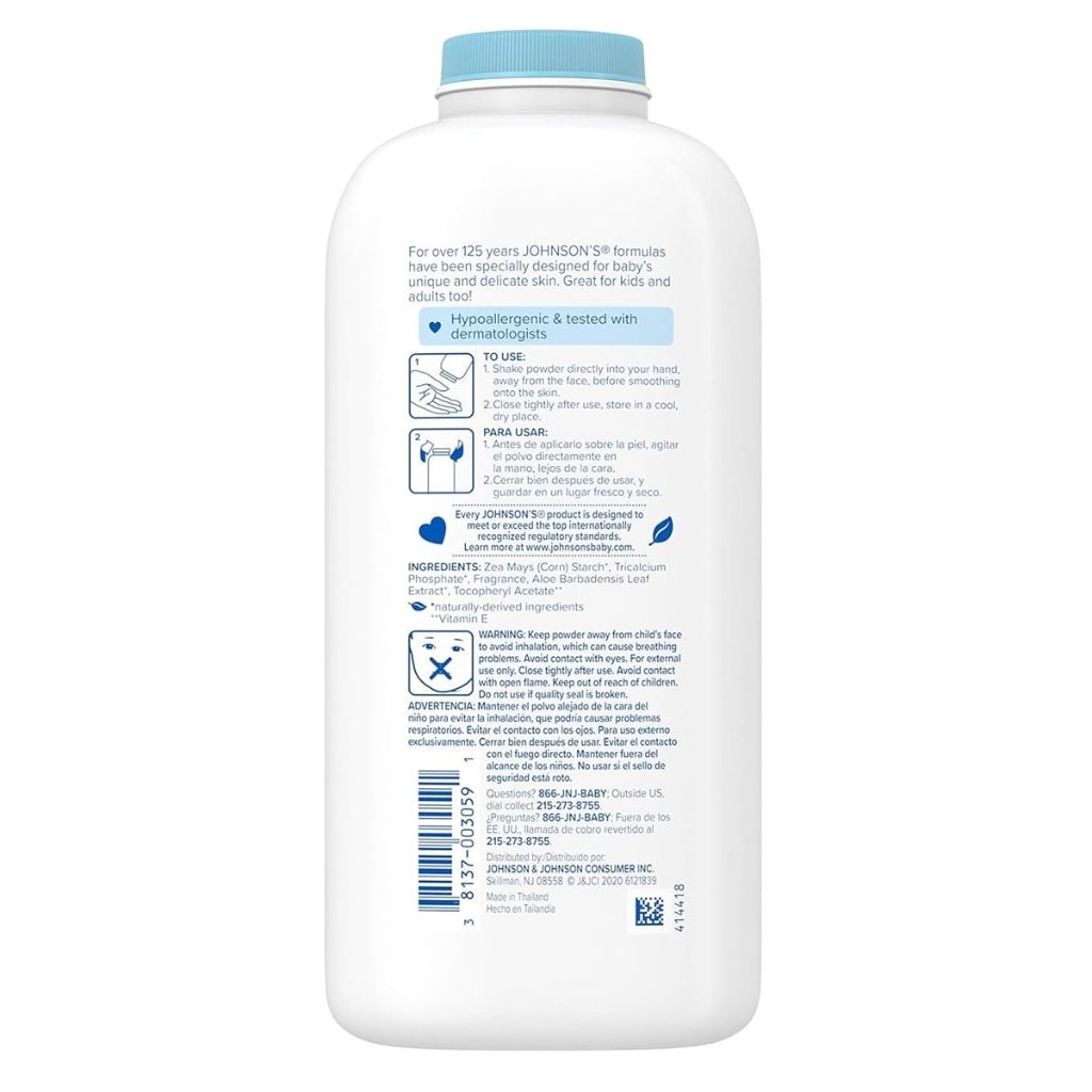Johnsons Baby Powder with Aloe & Vitamin E Pure Cornstarch - 22 oz.