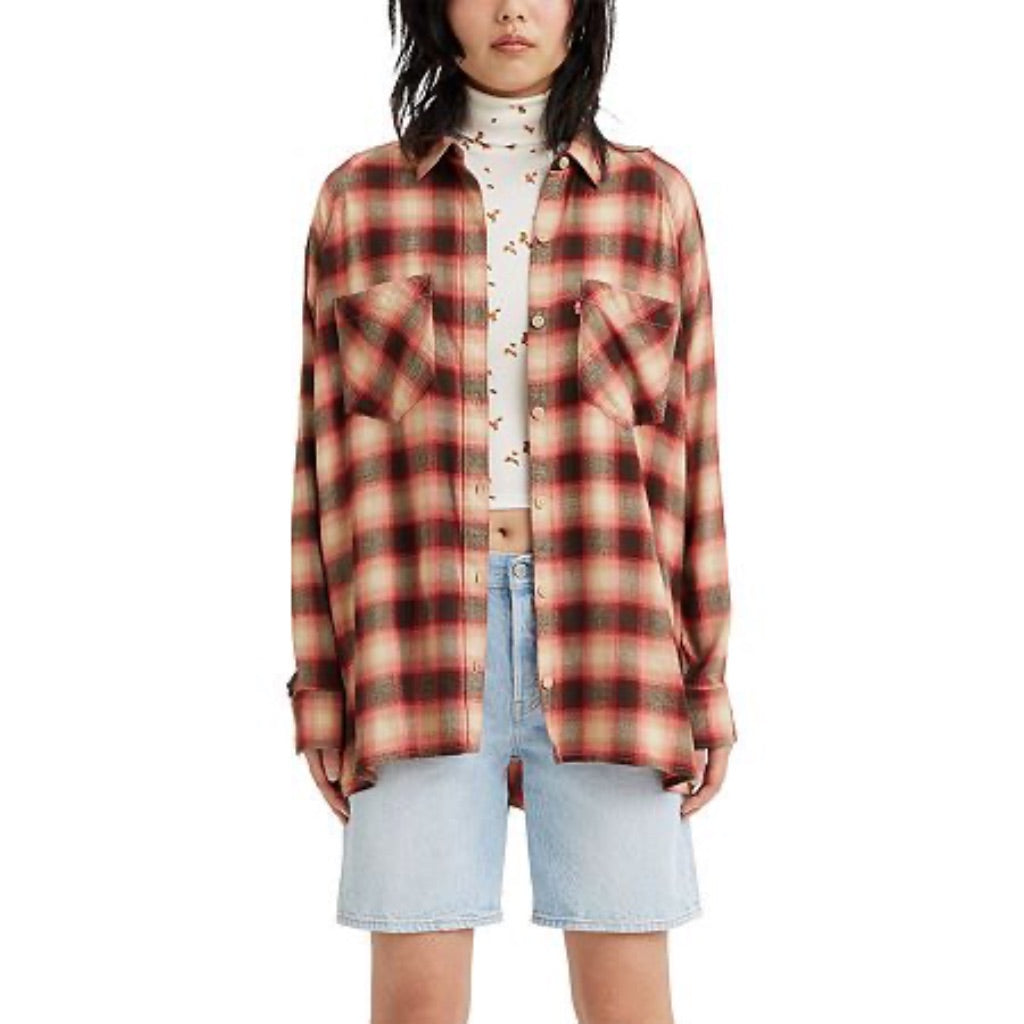 Levi's Women's Harrison Raglan Shirt - James Plaid Syrah, Size S