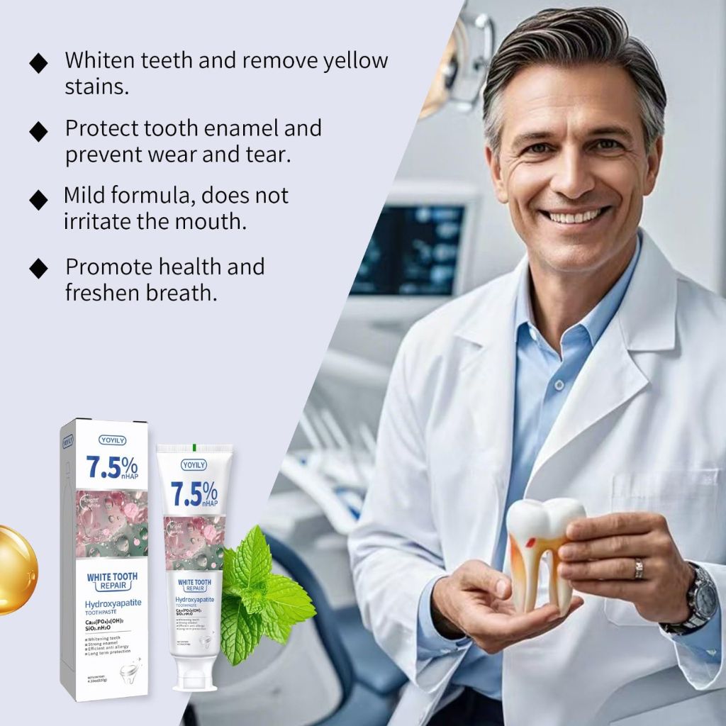 YOYILY - 7.5% Hydroxyapatite Toothpaste for Enamel Protection and Tooth Strengthening | Mint, 4.23 oz