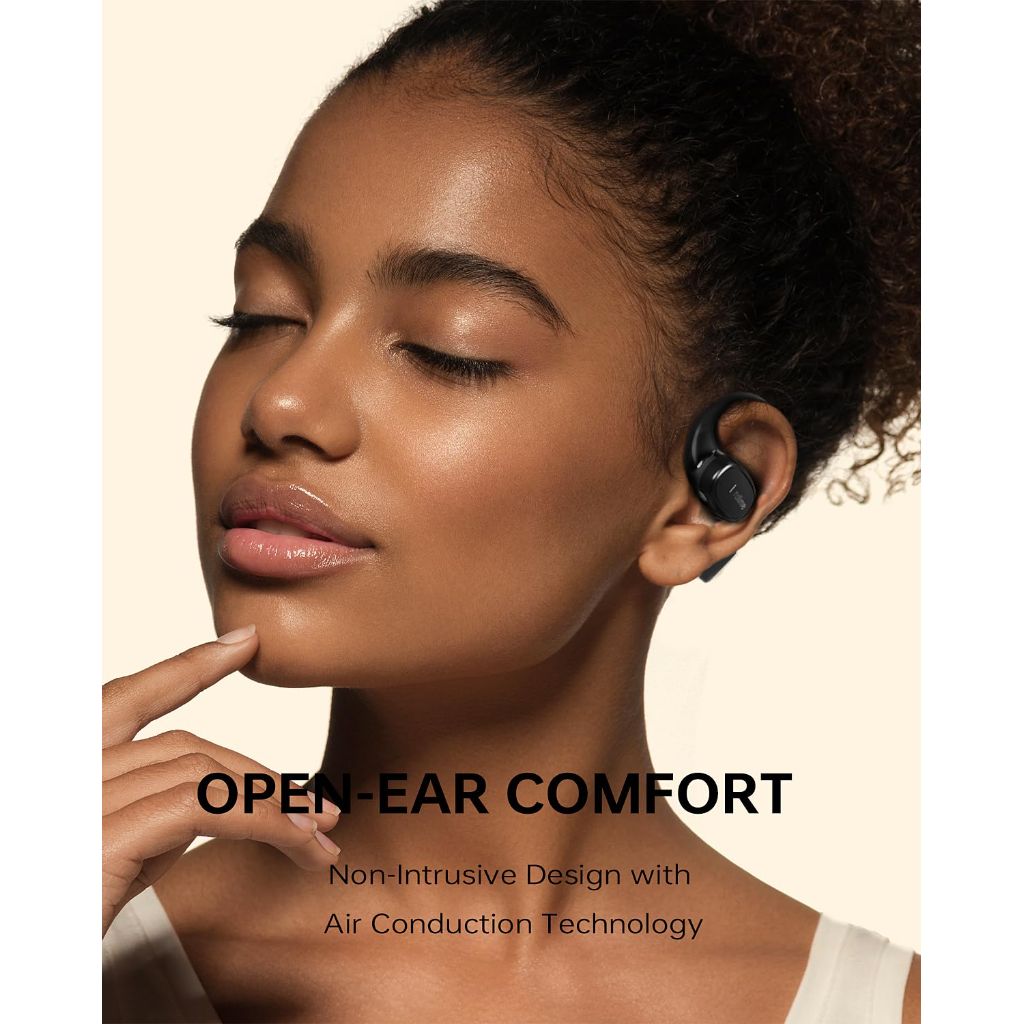 Rollme Liberty One Open Ear Headphones, Bluetooth 5.3, 30HRS Playtime (Black)