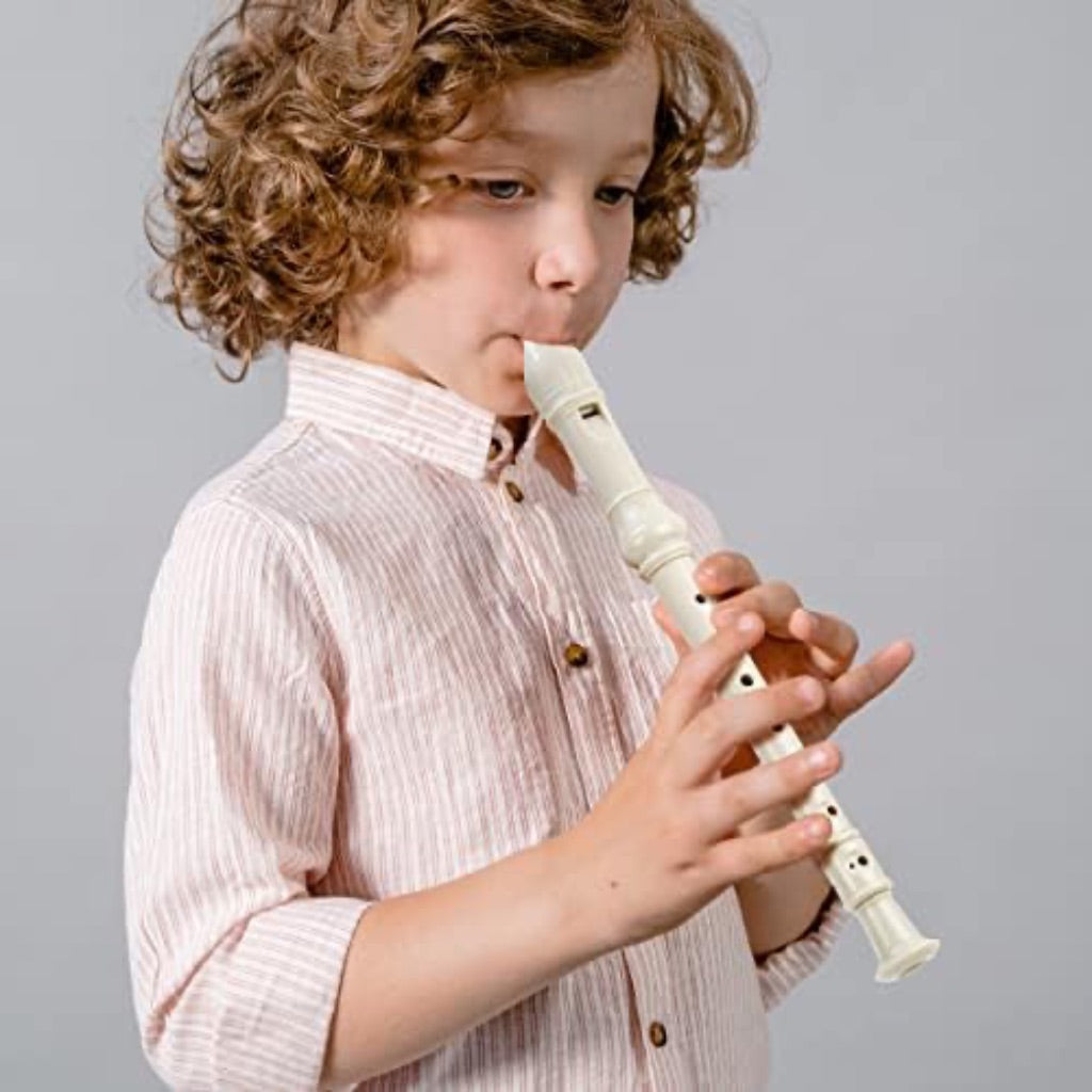 Soprano Recorder C Key 8 Holes 3-Piece German style Baroque Fingering Recorder Instrument with Cleaning Rod and Storage Bag, for Beginners Kids students((2 Set Beige)
