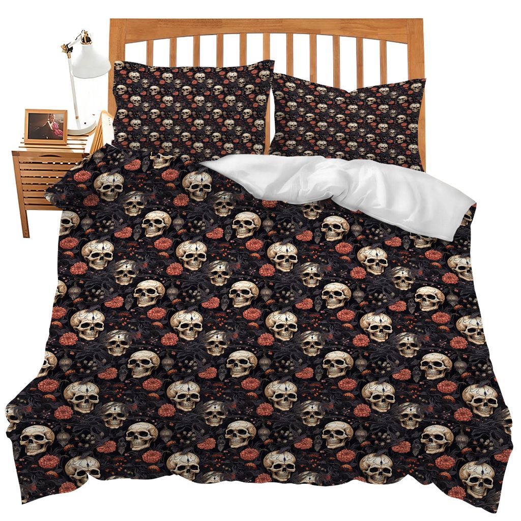 Skull Bedding Set Twin Size Skeleton Comforter