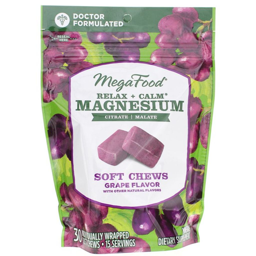 MegaFood Relax & Calm Magnesium - Grape Vitamin | 30 Chews