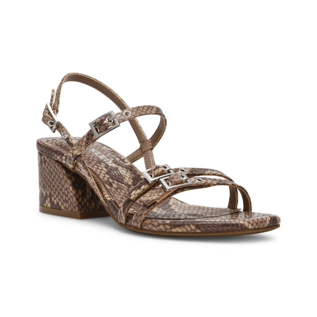 Anne Klein Women's Mackenzie Block Heel Sandals, Snake Print - Size 6.5M