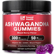 Sound Health Bloom Ashwagandha Gummies Black Pepper, Mixed Berry Flavor - 120 Count (60-Day Supply)