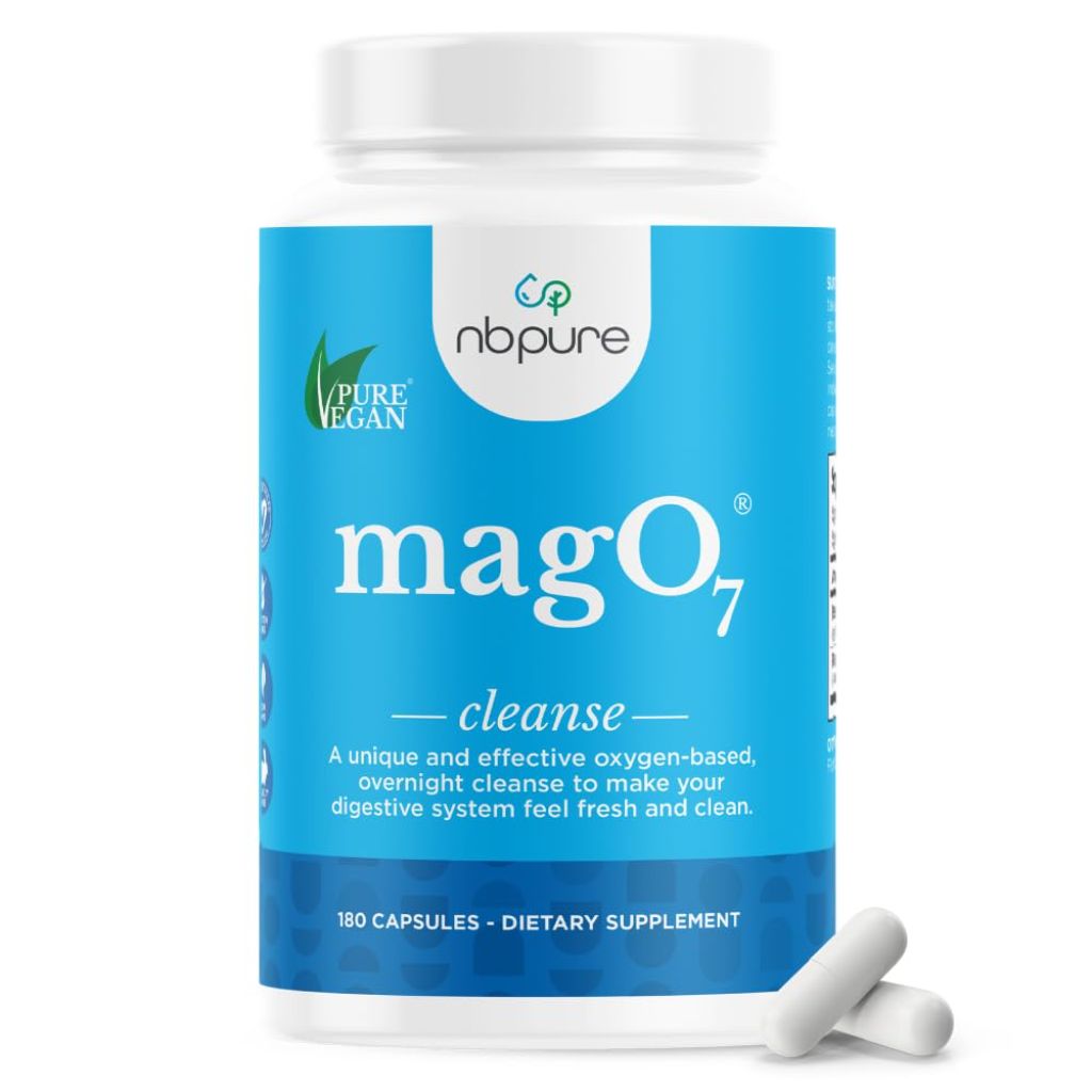 Nbpure MagO7 - Natural Colon Cleanse & Detox - Ozonated Magnesium Oxide, 180 Capsules