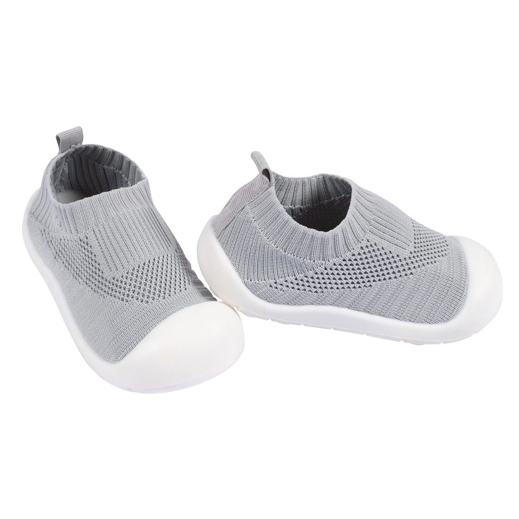 SZ 12T Gerber Baby Toddler Boy and Girl Stretchy Knit Slip-On Sneaker, Grey