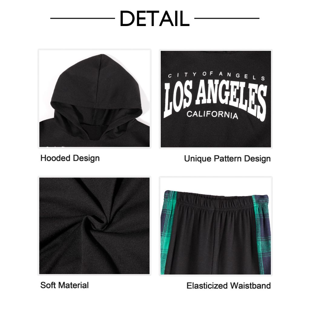 MINITEENICE Boys Plaid Pullover Los Angeles Outfit (2pcs)- size 6-7