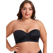 ANGOOL Strapless Bra for Women Plus Size, Black, 36B