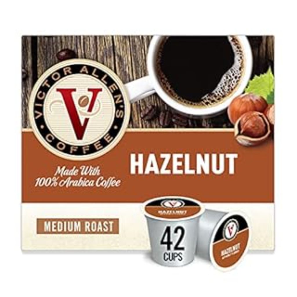 Victor Allen s Coffee Hazelnut Coffee Pods  Medium Roast  42 Count  Single Serve Coffee Pods for Keurig K-Cup Brewers