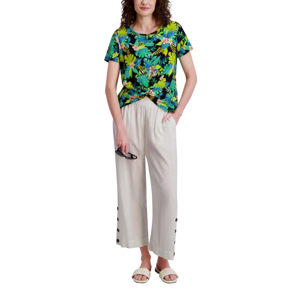 Stella Parker Women's Blouse – Flowy Lightweight Top for Casual, Work, Travel, or Resort Wear, Black Green, Small