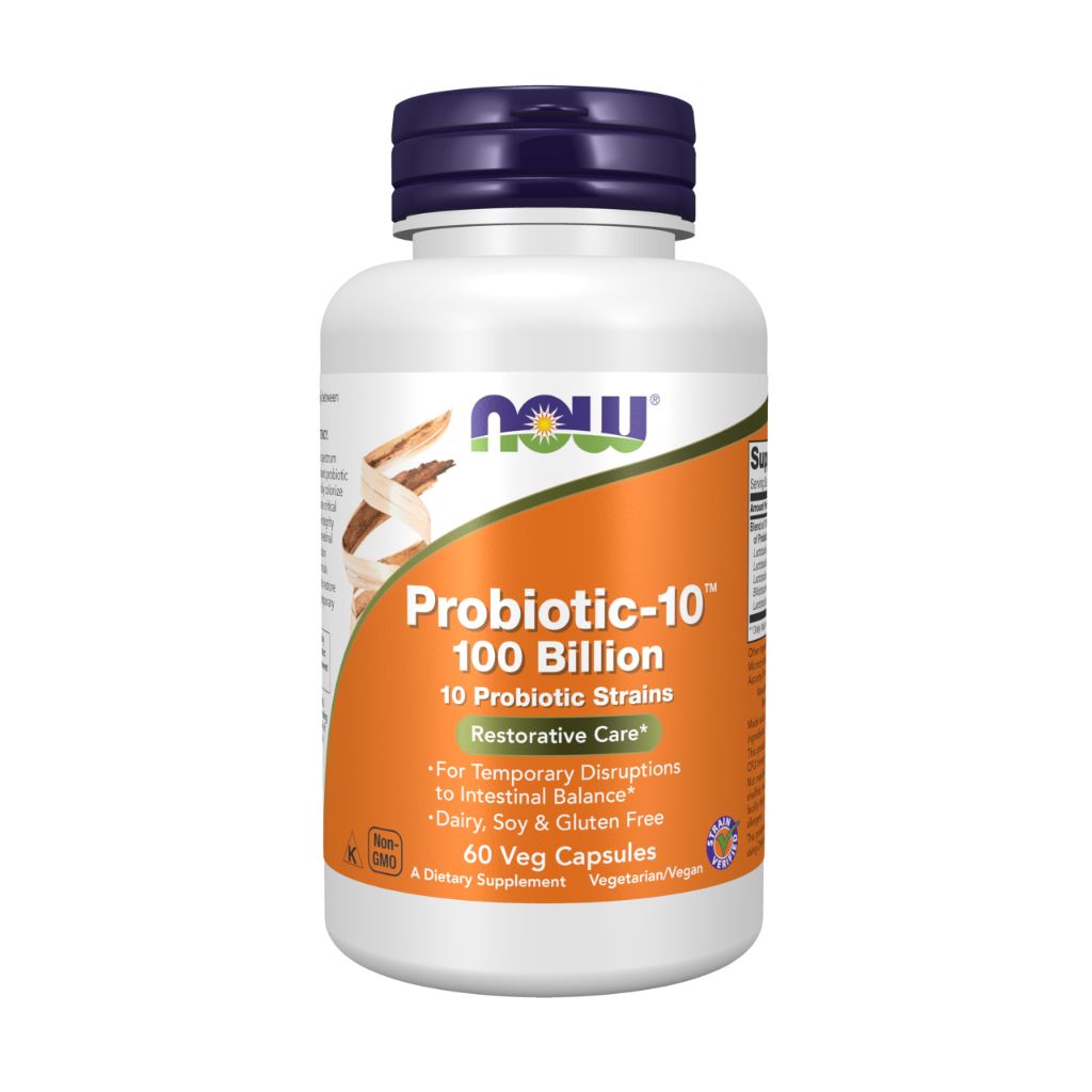 NOW Foods Supplements, Probiotic-10™, 100 Billion, with 10 Probiotic Strains, 60 Veg Capsules
