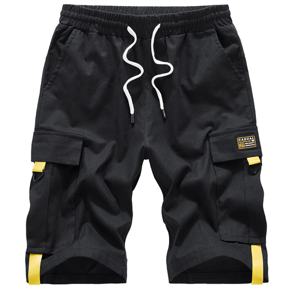 SZ 4-6, VtuAOL Women's Cargo Shorts Elastic Waist Comfy Cotton Loose Fit Shorts - Black