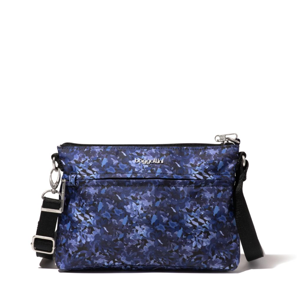Baggallini Womens Securtex Anti-Theft Memento Crossbody Bag, Indigo Petal