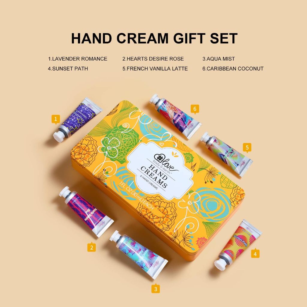 BODY & EARTH # LOVE Hand Cream Hand Lotion Gifts Set for Women, 6-Pack