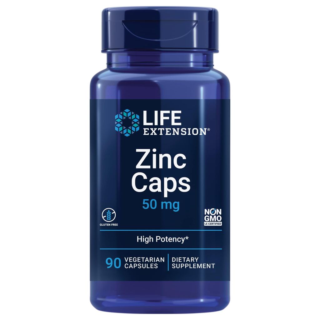 Life Extension Zinc Caps, zinc 50 mg, zinc Citrate, Support The Body's Immune defenses, 90 Vegetarian Capsules