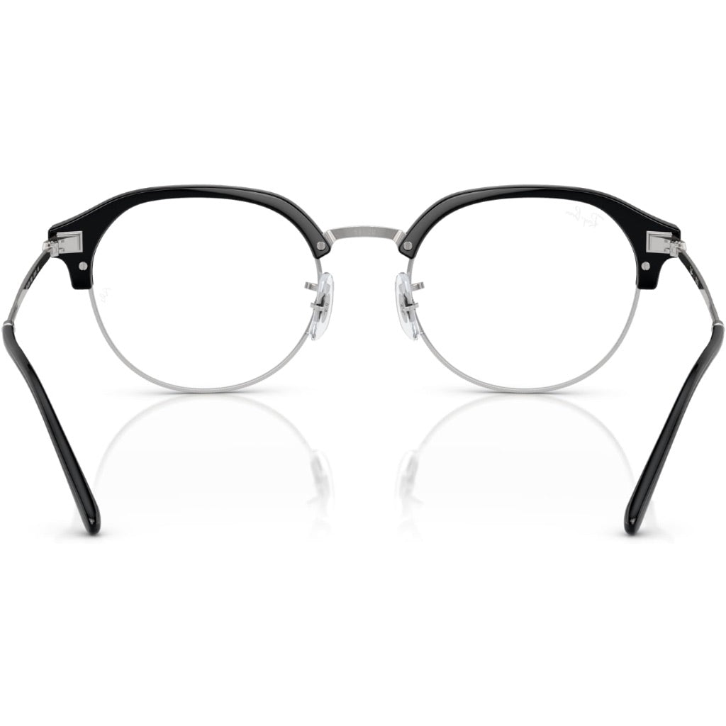Ray-Ban Rx7229 Round Prescription Eyewear Frames 51mm - Black on Silver/Demo Lens