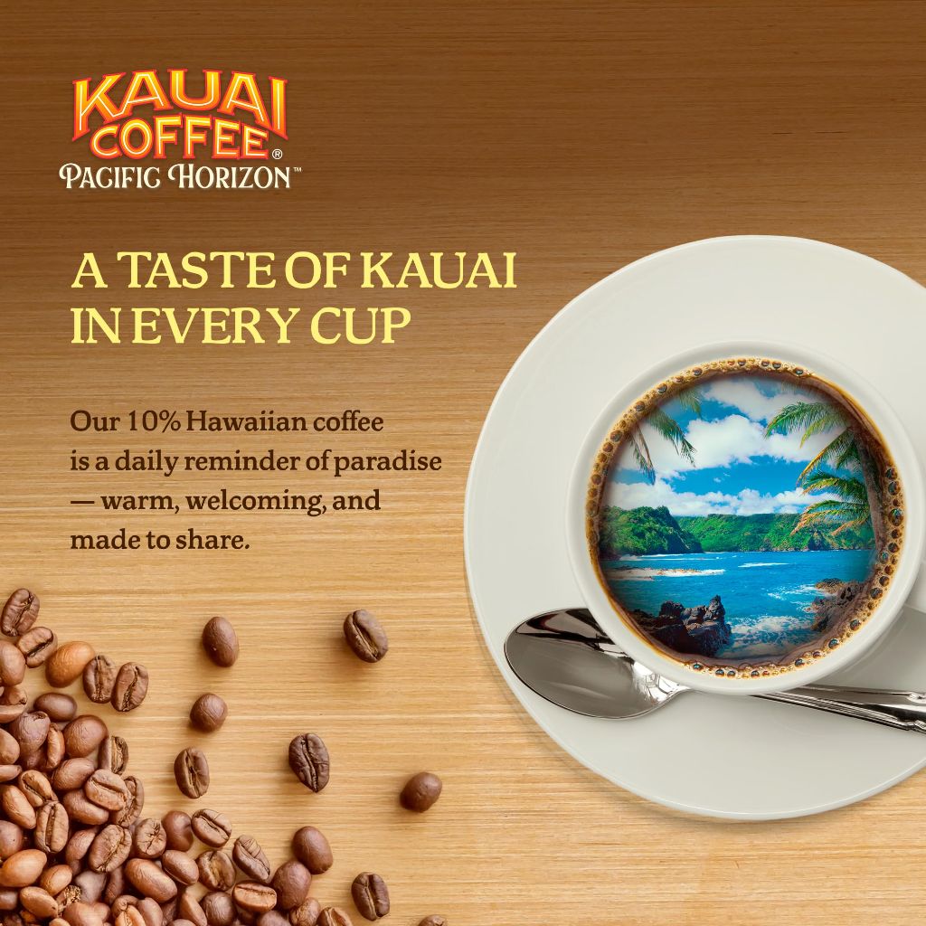 Kauai Coffee K-Cup Pods for Keurig Brewers – Arabica Coffee, 10% Hawaiian – Medium Roast, Bright Aroma with Floral Notes – Decaf, 1 Pack of 48 Single Serve K-Cups