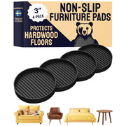 CasterMaster Non-Slip Rubber Furniture Pads, 3" Diameter - Black, Set of 4