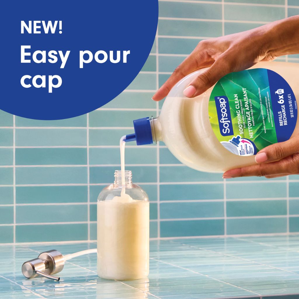 Softsoap Soothing Clean Liquid Hand Soap with New Easy Pour Spout | Aloe Vera Fresh Scent, 50 fl oz