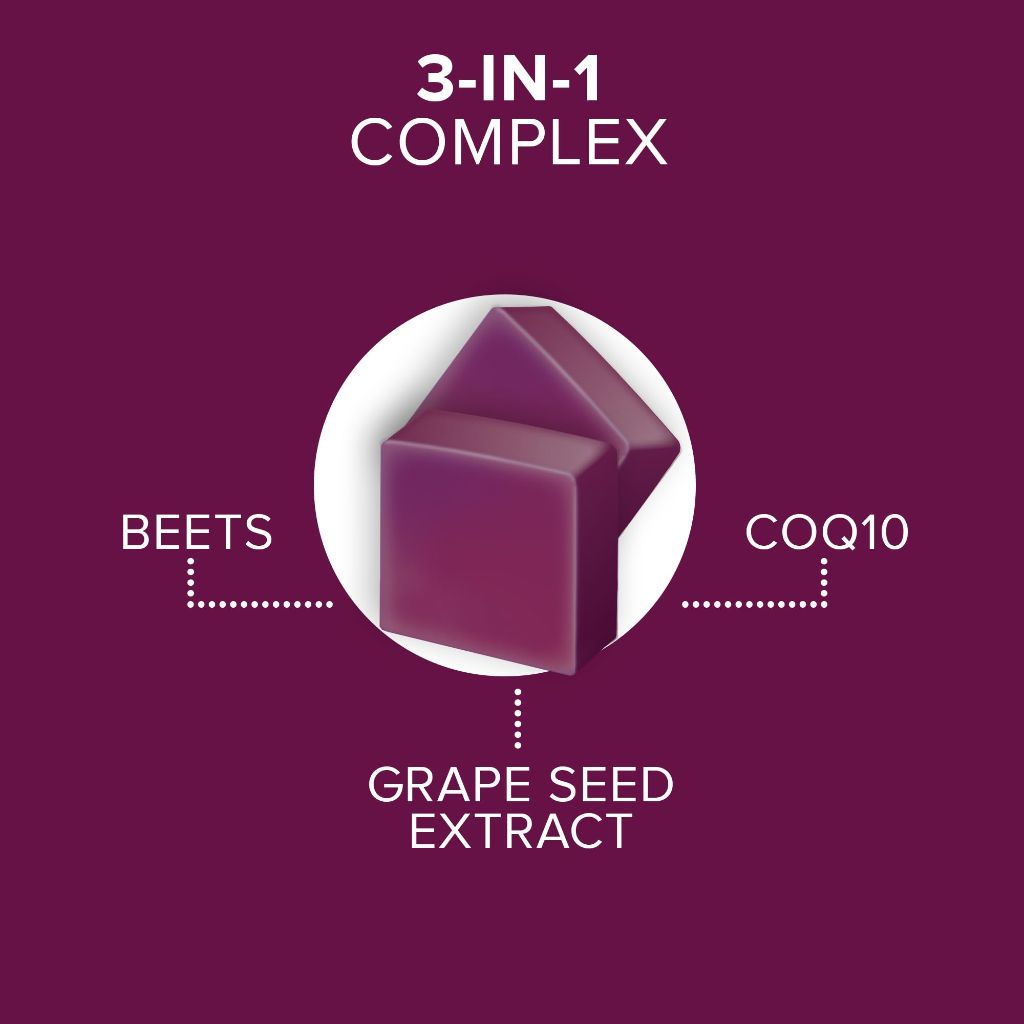 Qunol Blood Pressure Support, 3 in 1 Beets + CoQ10 - 60 Chews