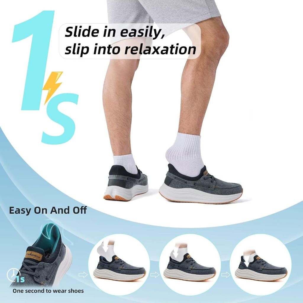 OrthoComfoot Men's Orthopedic Slip On Walking Shoes - Denim, Size 9
