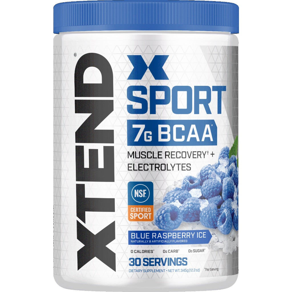 XTEND Sport 7G BCAA Recovery & Electrolyte Powder - Blue Raspberry Ice, 12.2 Oz
