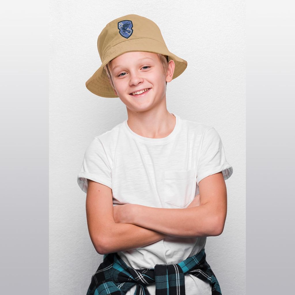 Harry Potter Bucket Hat for Kids, Boy and Girl, Ages 4-7 and Big Kids 7-14 | Khaki | Ravenclaw